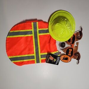 M / L Reflective Vest Safety Helmet Construction Worker Dog Costume hard hat